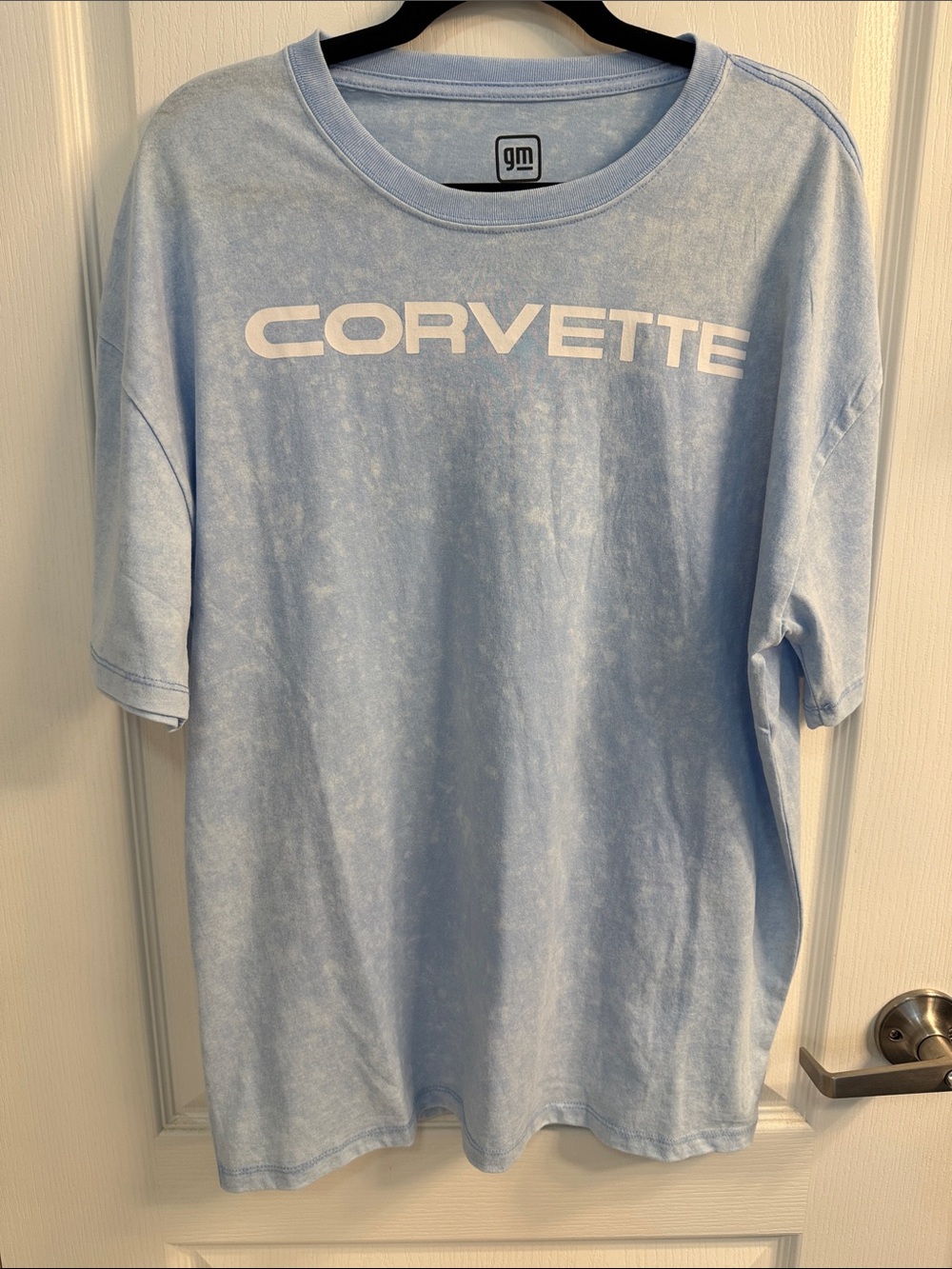 GM Corvette Unisex Graphic Light Tie Dye Blue Short Sleeve T-Shirt